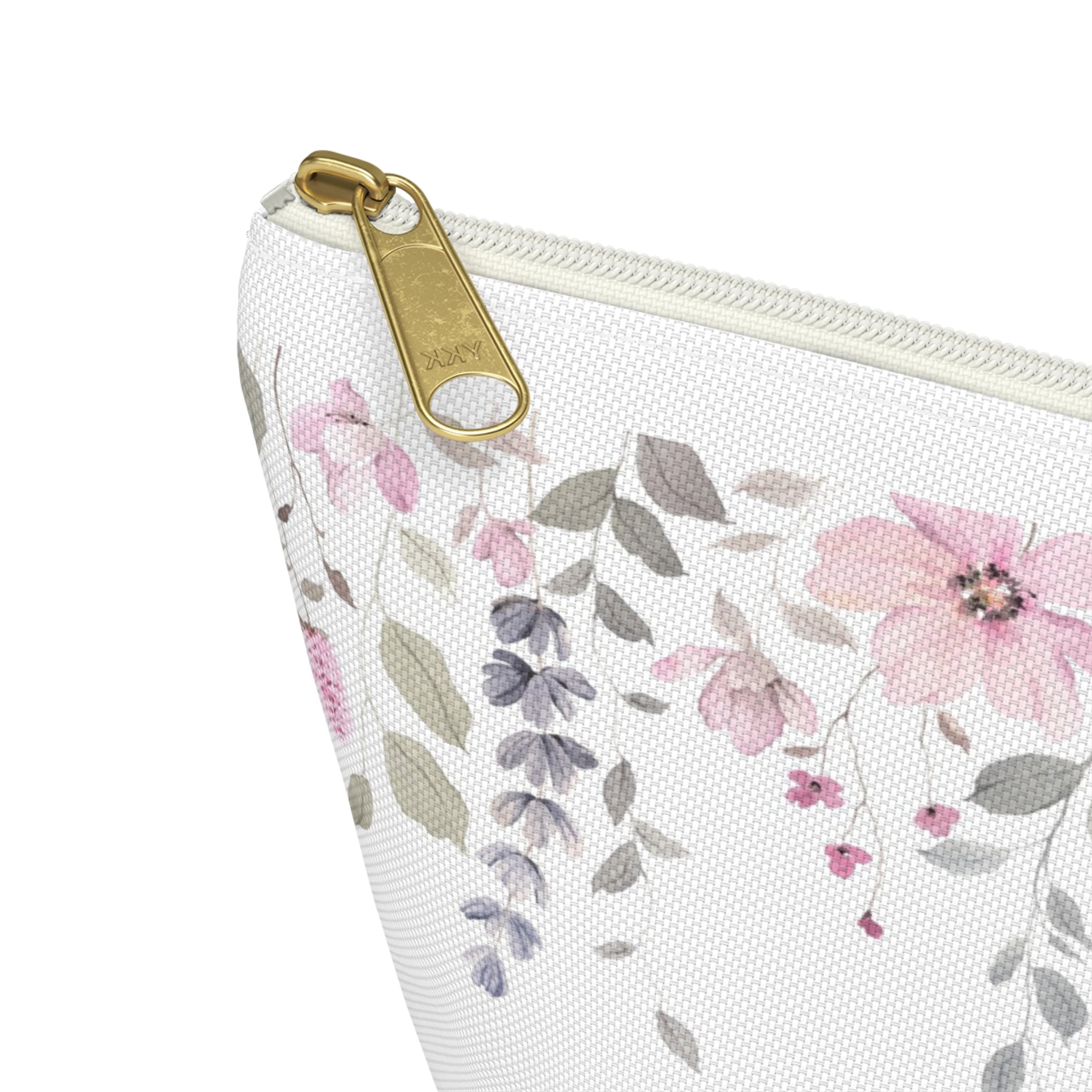 Floral Watercolor Accessory Pouch — Pink Hanging Blossoms Makeup Bag