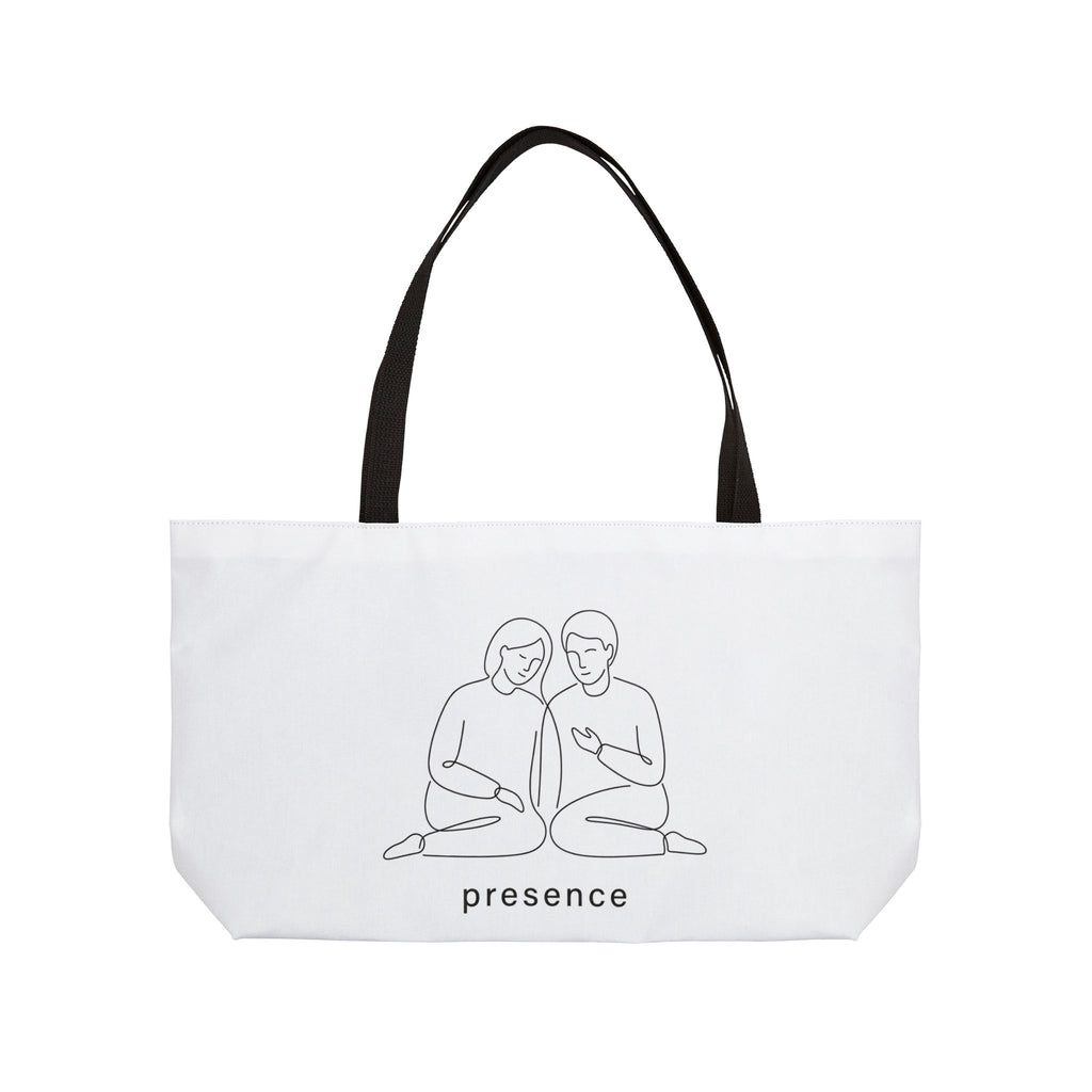 Weekender Tote Bag — Minimal 'Presence' Couple Illustration Travel & Everyday Carryall