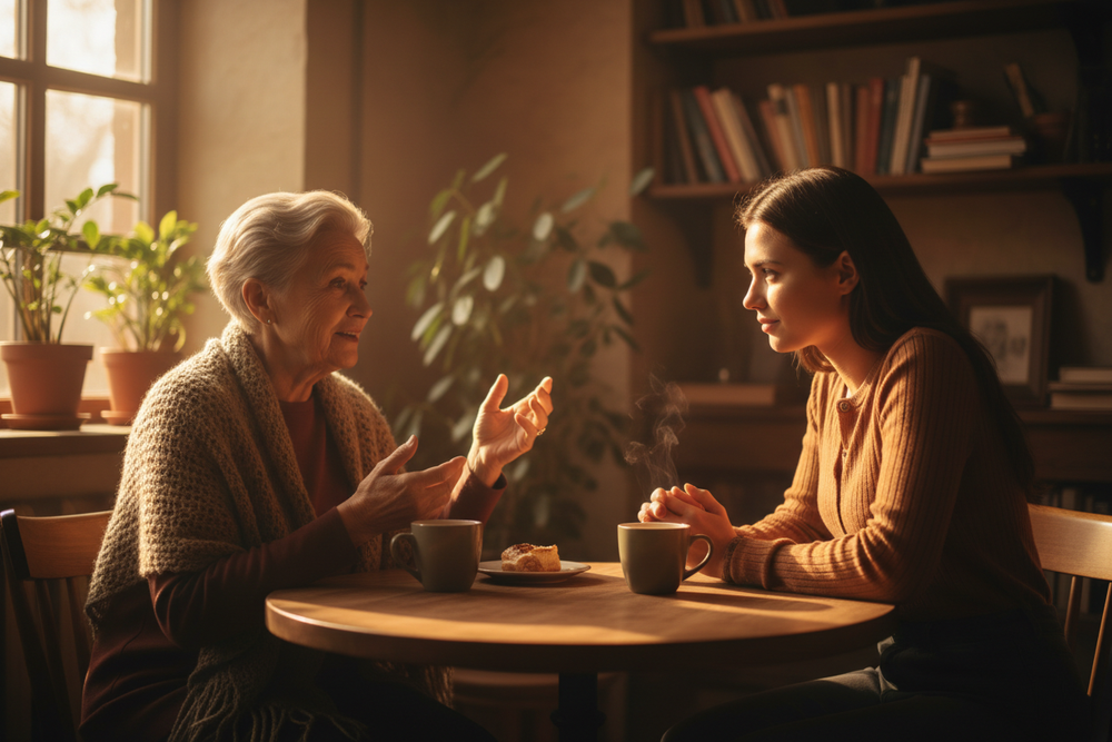Warm one-on-one support moment